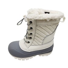 Kids Waterproof Snow Boots With Faux Fur Lining Quilted Design White Size 1