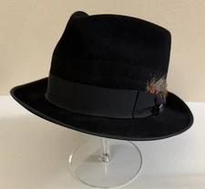 Beaver Brand Fedora Hat Long Oval Suede Ribbon Men’s 7 1/4