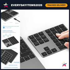 Wireless Numeric Keypad - Rechargeable Bluetooth Aluminum Number Pad for Laptops