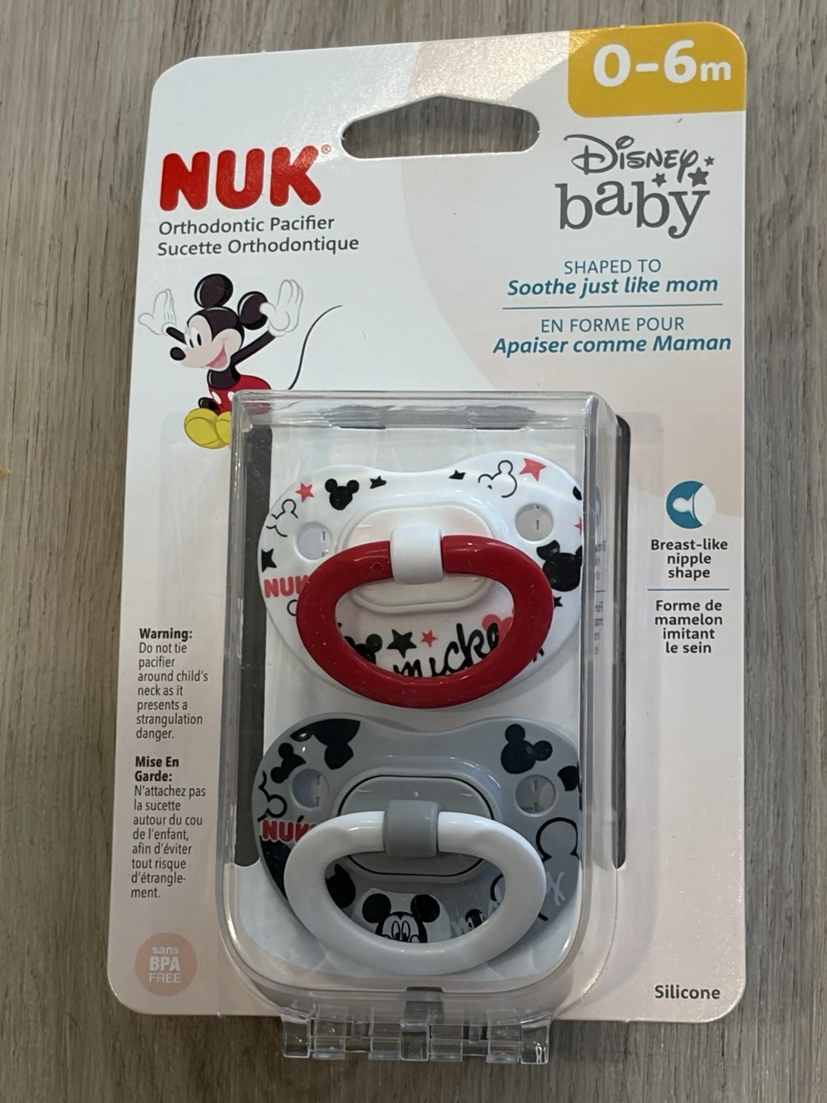 NEW Disney baby Silicone Nuk Mickey Mouse 0-6 Month Pacifiers