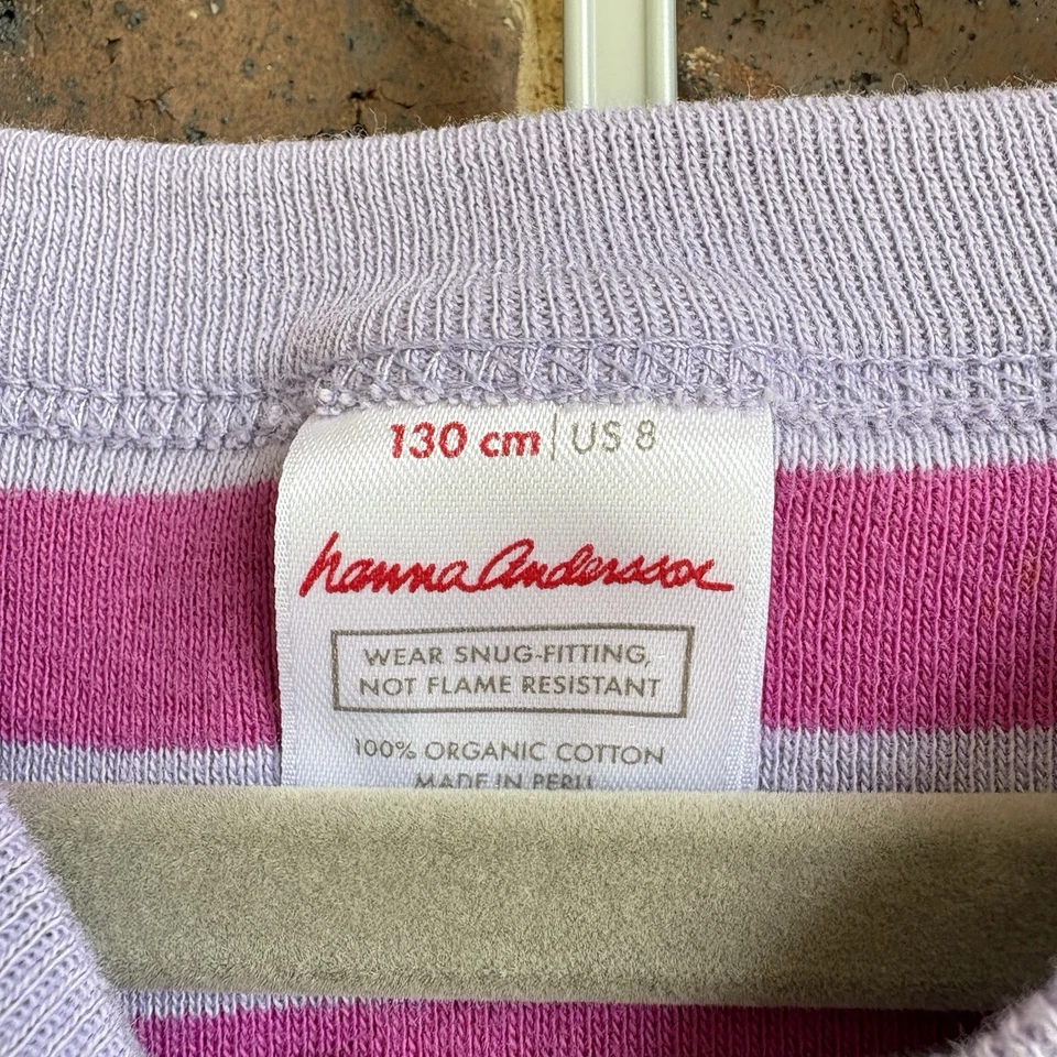 Hanna Andersson Two Piece Striped Pajama Set Girls 130 US 8 Organic Cotton READ - Image 2 of 4
