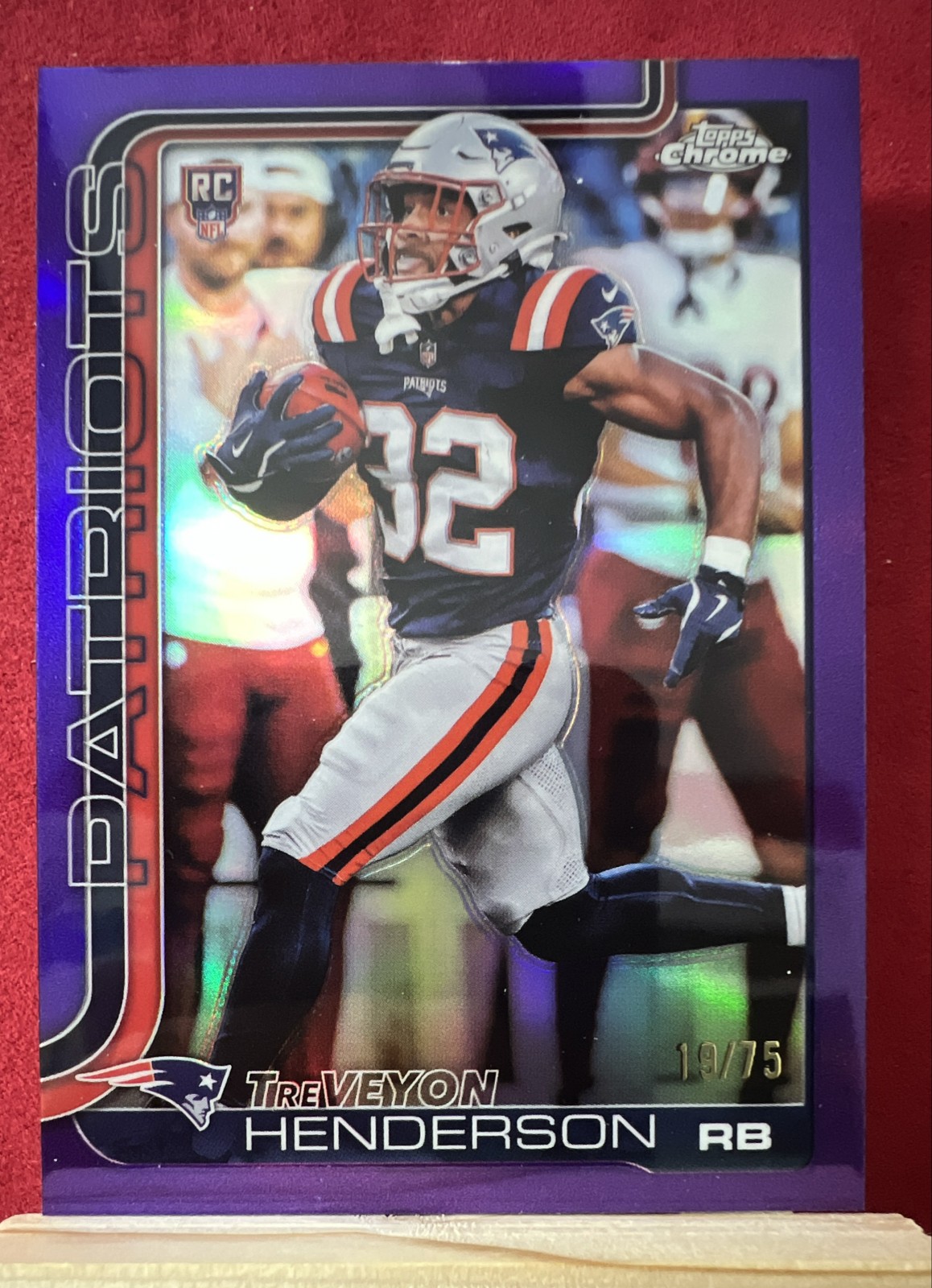 2025 Topps Chrome Football #328 Treveyon Henderson 19/75 Purple Refractor RC 🔥