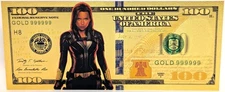 Black Widow Marvel Comics $100 Novelty 24K Gold Foil Plated Note Bill XX045