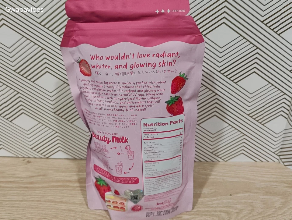 DearFace Beauty Milk Premium Japanese Strawberry Glutathione Drink (US Seller) - Image 2 of 3