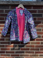 Carter  s Navy Blue and Pink Floral Full Zip Up Girl  s Rain Jacket