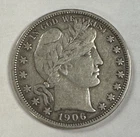 1906 D Barber Half Dollar Fine - 90% Silver 50 Cent Coin, FREE SHIPPING!