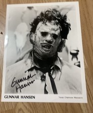 Gunnar Hansen Signed 10x8 Photo Autograph.. Leather Face COA.