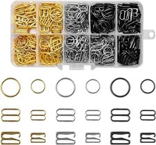 360Pcs Metal 3 Styles Bra Strap Hooks for Sewing Bikini Swimsuit Lingerie Rings