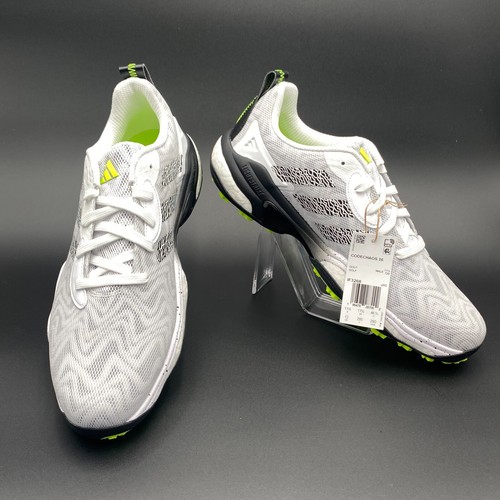 Zapatos de golf Adidas Codechaos 25 sin clavos para hombre blancos negros limón lúcido IF3268 - Imagen 2 de 10