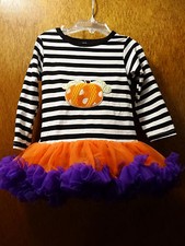 Infant Girl Boutique Pumpkin Romper Tutu Dress Halloween Costume Sz Small