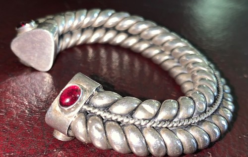 Brazalete Brazalete De Colección Plata Esterlina SOUTHWESTERN Amatista Trenzado 6.5" Pesado 62 g - Imagen 12 de 12