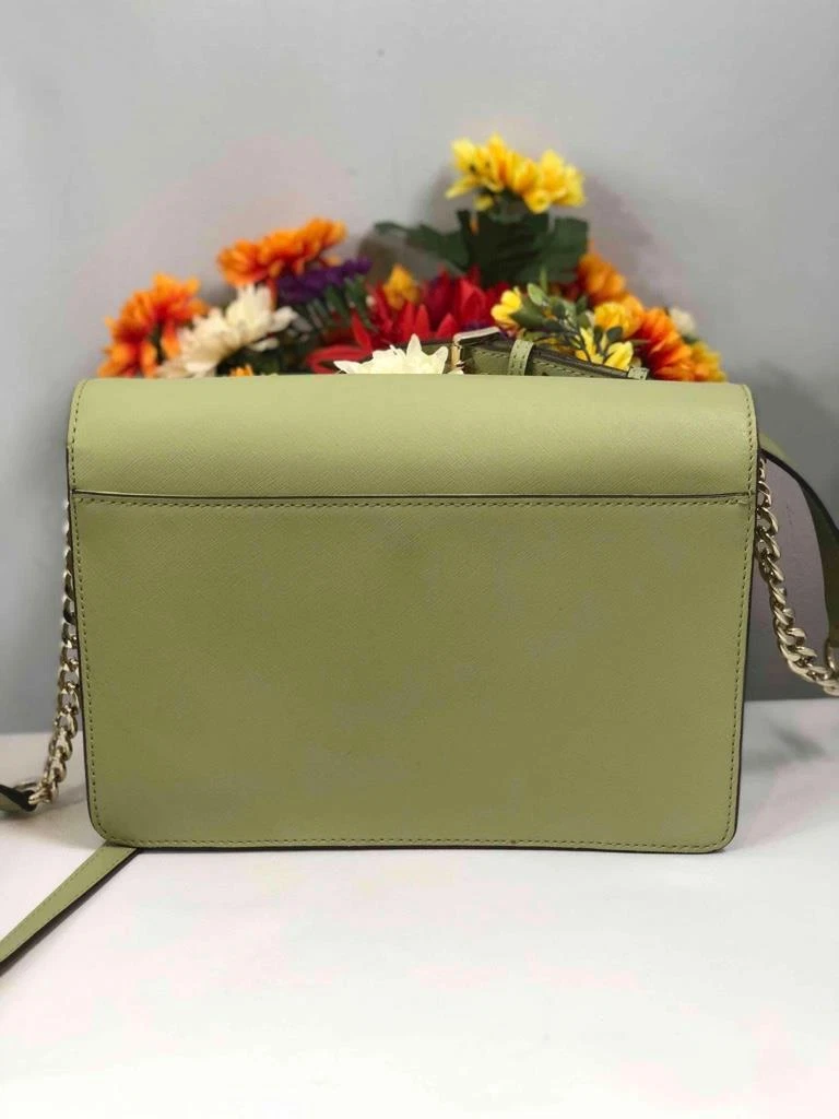 MICHAEL KORS Lime Green Saffiano Leather Chain Strap Flap Crossbody Bag