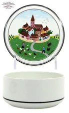 Villeroy & Boch Design Naif ROOSTER & HEN 4" Lidded Trinket Candy Box Village