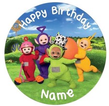 Teletubbies Personalised Edible Icing Cake Topper- 7.5inch PreCut Round Square