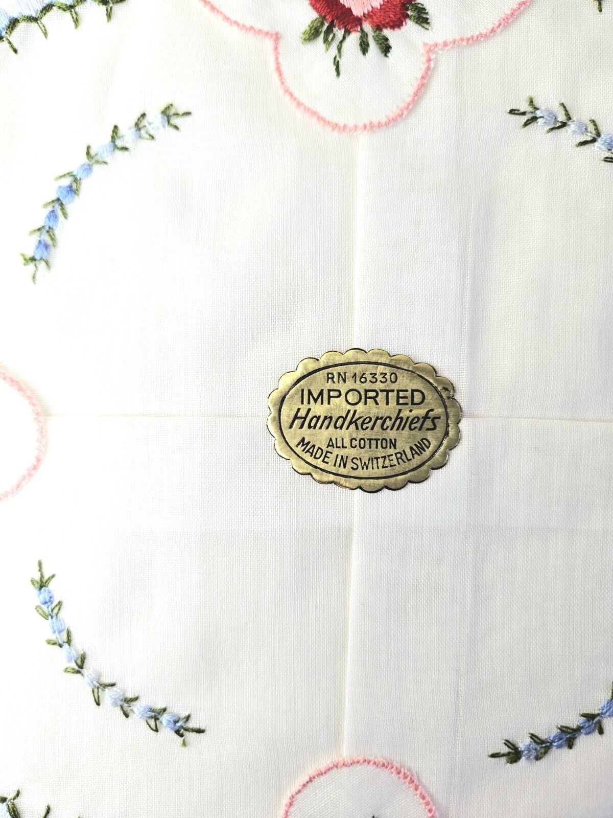 Two Vintage Swiss Embroidered Handkerchiefs New I… - image 2