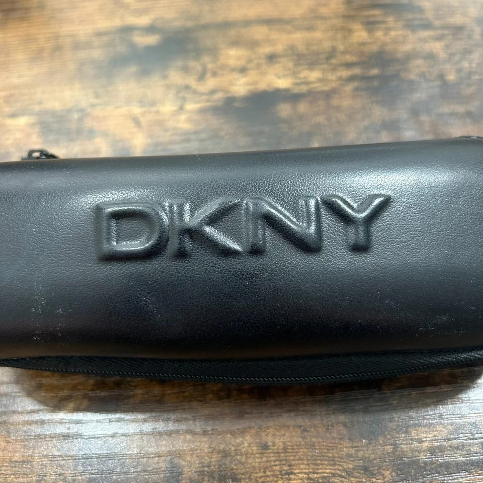 Estuche de vidrio para ojos DKNY negro con cremallera estuche semi-duro -416 Foto 2 de 4