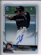 BRAYAN HERNANDEZ 2018 BOWMAN CHROME REFRACTOR ROOKIE AUTOGRAPH AUTO #/499 AH9063