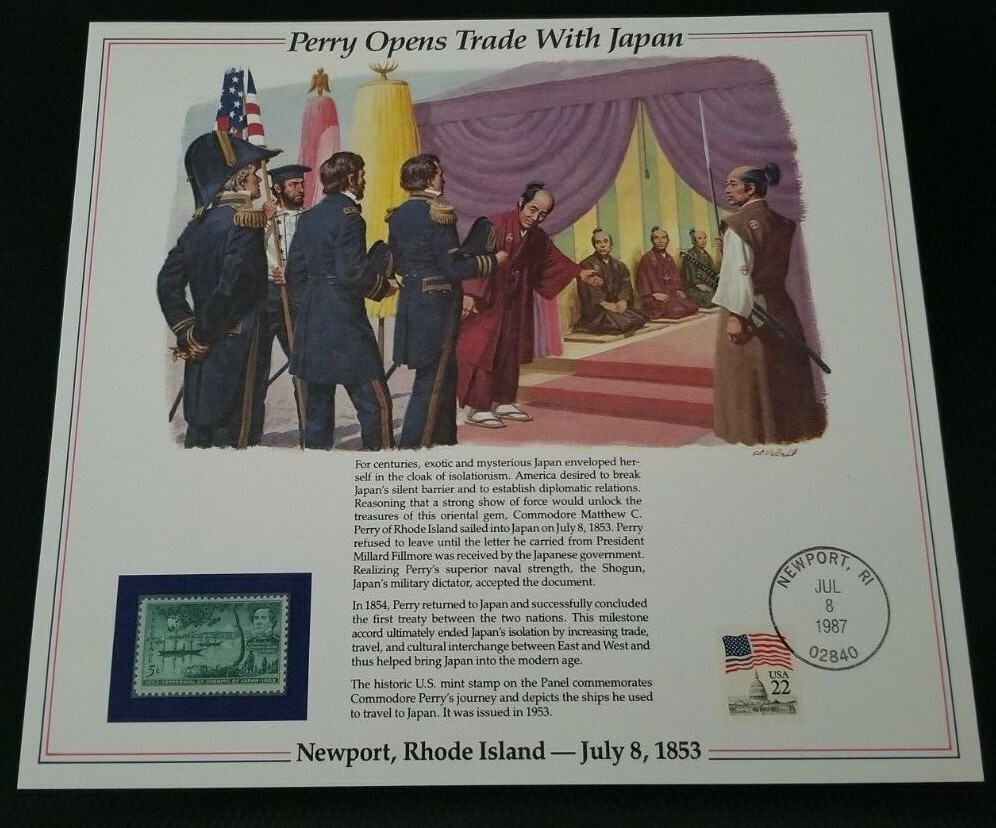 PERRY OPENS TRADE WITH Shogun JAPAN 1953 5cent Commodore Matthew C