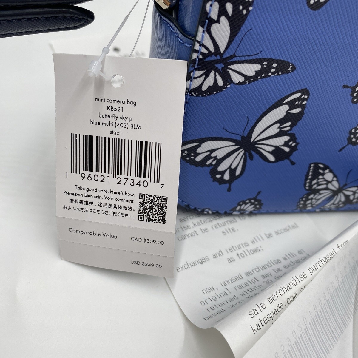 Kate Spade Staci Butterfly Sky Printed Mini Camera Bag Blue
