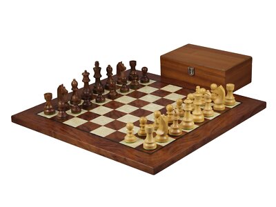 Palisander Schachspiel 20 Zoll mit Helena Perlmutt flachem Brett und gewichtetem S