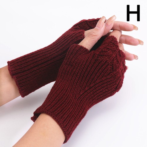 Frauen gestrickte halbe Finger fingerlose Handschuhe Handgelenk Arm Hand lang wärmer Fäustlinge - Bild 6 von 21