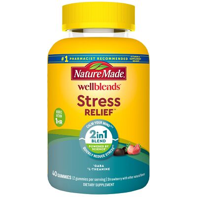 Nature Made Wellblends Stress Relief Gummies 40 Count L Theanine Gaba Gummies