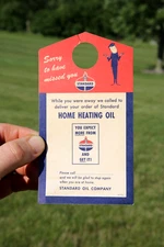 Vintage Standard Oil Company Motor Oil Fuel Gas Tag Door Sign Original Old