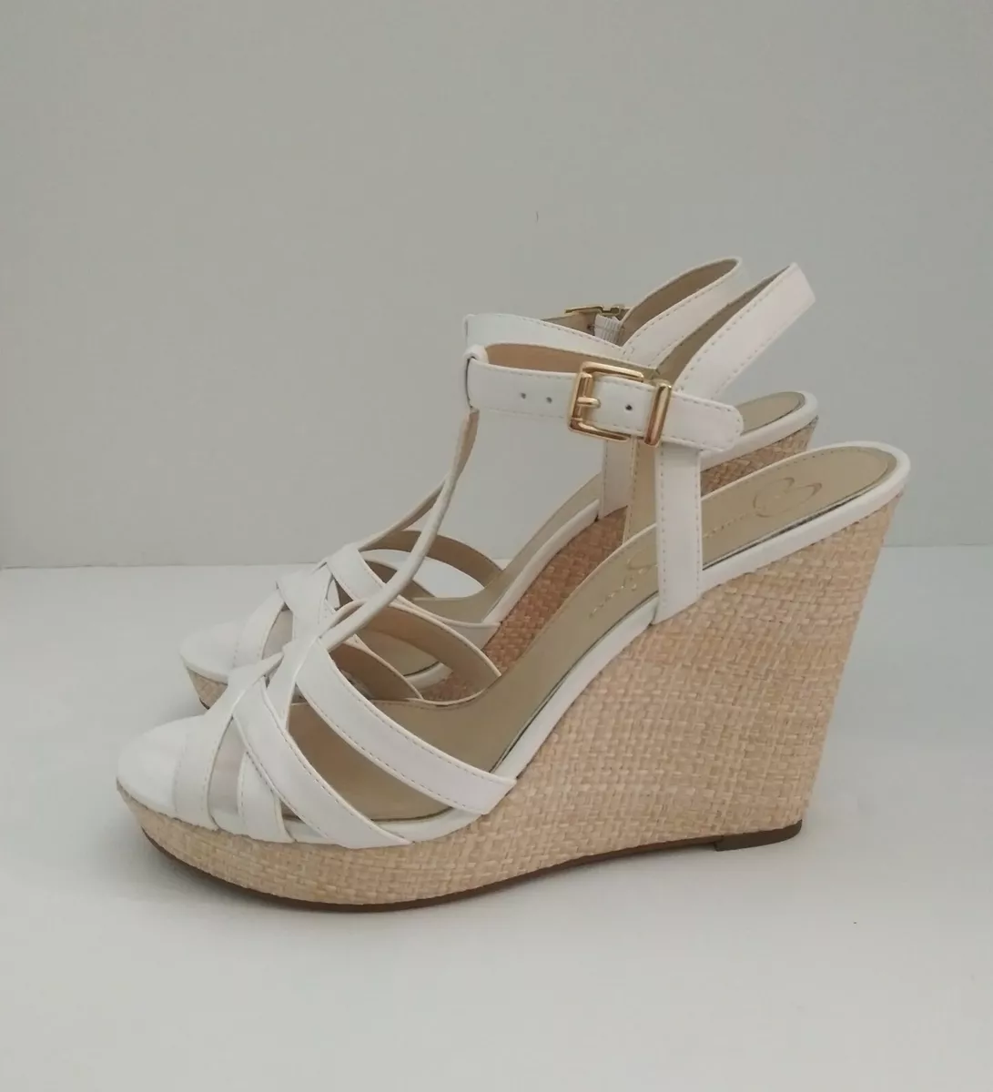 New Jessica Simpson White Javawn Platform Wedge Sandals Shoes