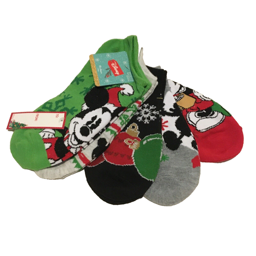 Disney Mickey Mouse Christmas Holiday 5 Pair No Show Socks Women's Size 9-11 NWT