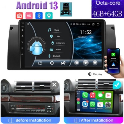 4+64GB Car Stereo Radio for BMW E39 X5 E53 GPS Sat Nav WiFi BT Android13 Carplay