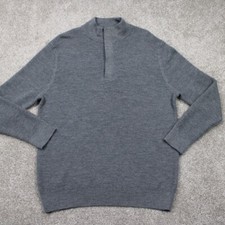 Vineyard Vines Oxbridge Wool Sweater Mens Large Gray 1/2 Zip L/S Pullover