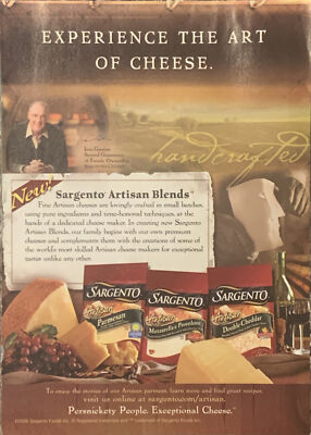 Sargento Cheese PRINT AD 2008 Artisan Blends - Experience The Art Of Cheese 5x7 
