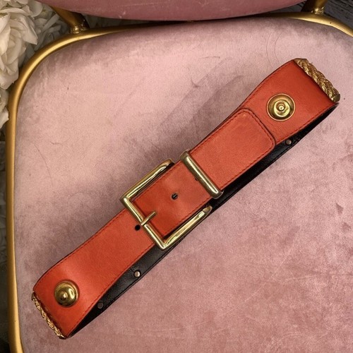 Vintage Escada Belt ~ Orange Cream Gold ~ Size 34 XS - Picture 3 of 5
