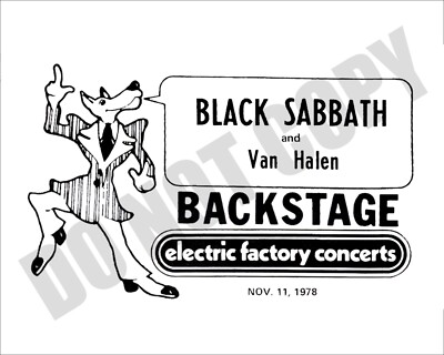 1978 Black Sabbath Van Halen Concert Riverfront Coliseum Backstage Pa 8x10 Photo
