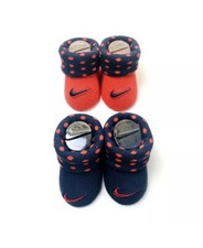 2 Pair Nike Baby Booties, Size 0-6 Months, Navy Blue Red Gift Set
