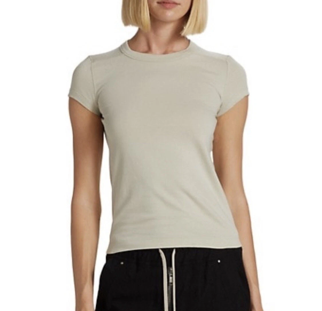 $270 NWT Rick Owens Cropped Level T-Shirt - Pearl | eBay