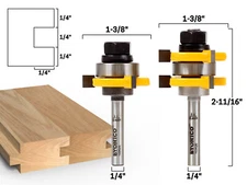 3/4" 2 Bit Tongue and Groove Router Bit Set - 1/4" Shank - Yonico 15228q