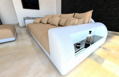 Big Sofa Stoff Couch Polsterstoff Sofa Miami LED Beleuchtung optionaler Hocker - Bild 3 von 6