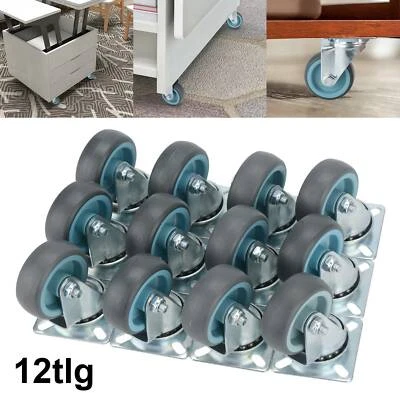 MARKENLOS Set- 12 Stk Transportrollen 50mm Lenkrollen Schwerlastrollen Bremse Möbelrollen