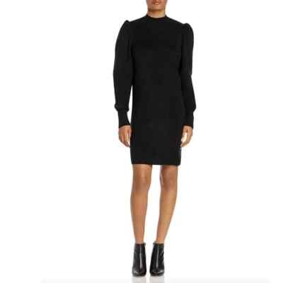 NWT Womens WAYF Lola Long Sleeve Puff Sleeve Sweater Dress Black Size M $50  X133 | eBay