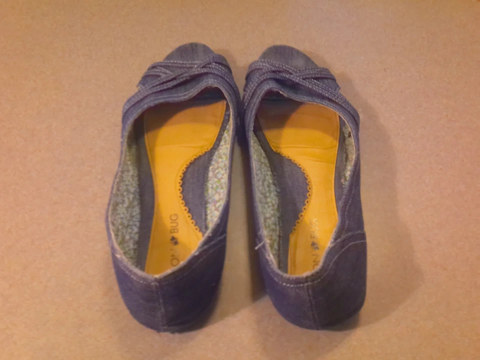 Fashion Bug Denim Ballet Flat Open Toe Shoes Size 9.5 - Image 3 of 4