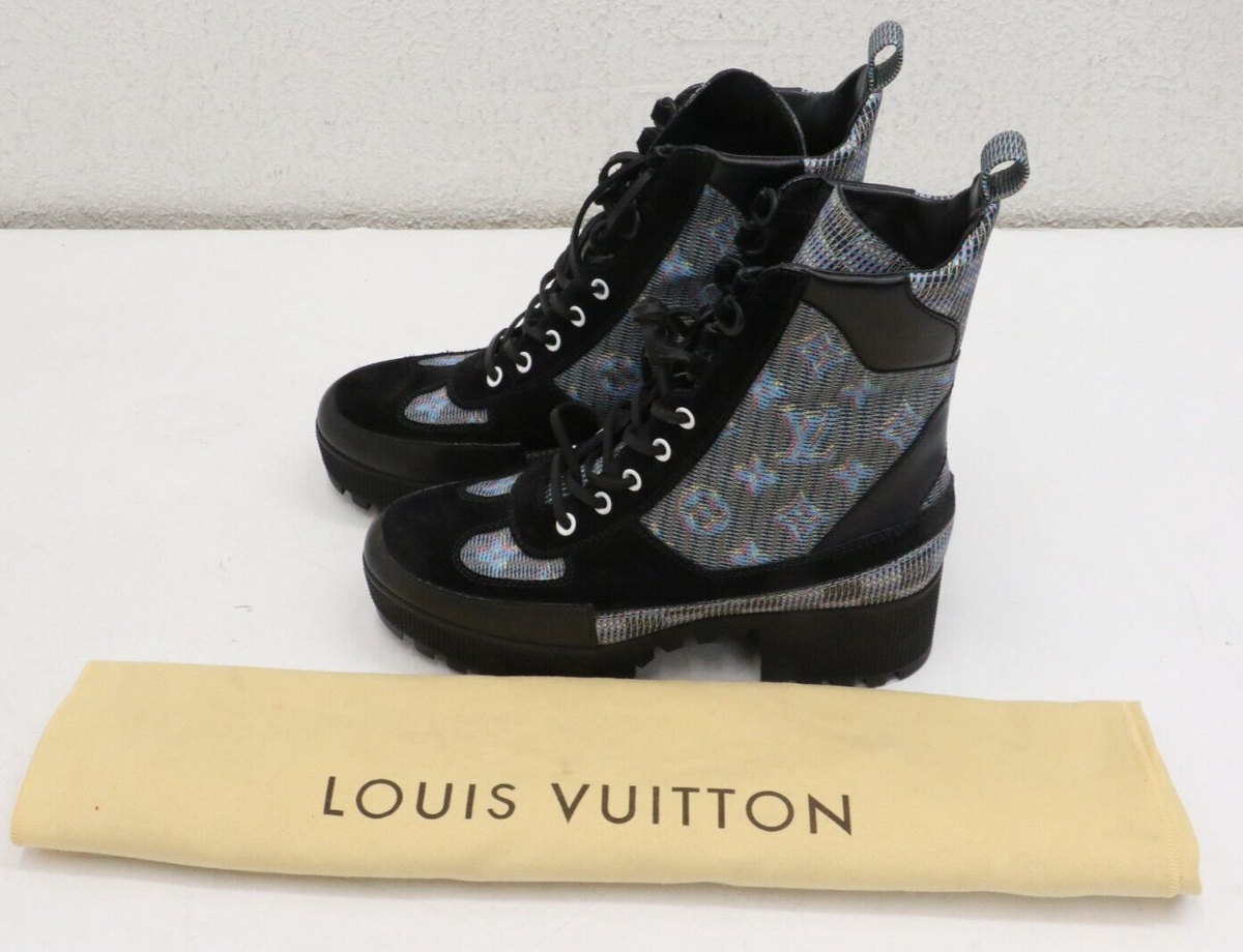 Louis Vuitton Pop Monogram Laureate Platform Desert Boots Womens Size 38/US 