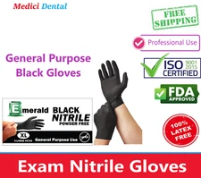 Tattoo Nitrile Exam Gloves Black Emerald, FDA Approved, 3 ml Thick, Upto 1000/Bx