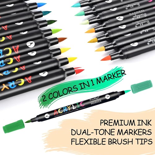 48 Colors Acrylic Paint Markers Pens Set 24 Pack Acrylic Paint Pens with Dua - Picture 4 of 8