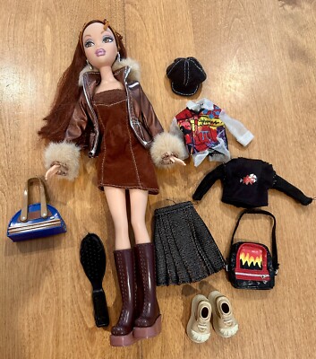  99 MATTEL BARBIE MY SCENE RED HEAD 12  DOLL 2 OUTFITS 2PR SHOES TOTE DUFFLE BRU