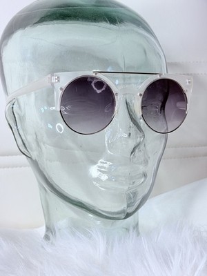 Clear Round Plastic Sunglasses Gradient Gray Lens Women's Eyewear