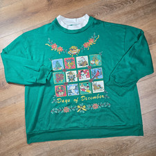 Vintage 90s Nutcracker Ugly Christmas Sweatshirt 2XL Green Holiday Crewneck