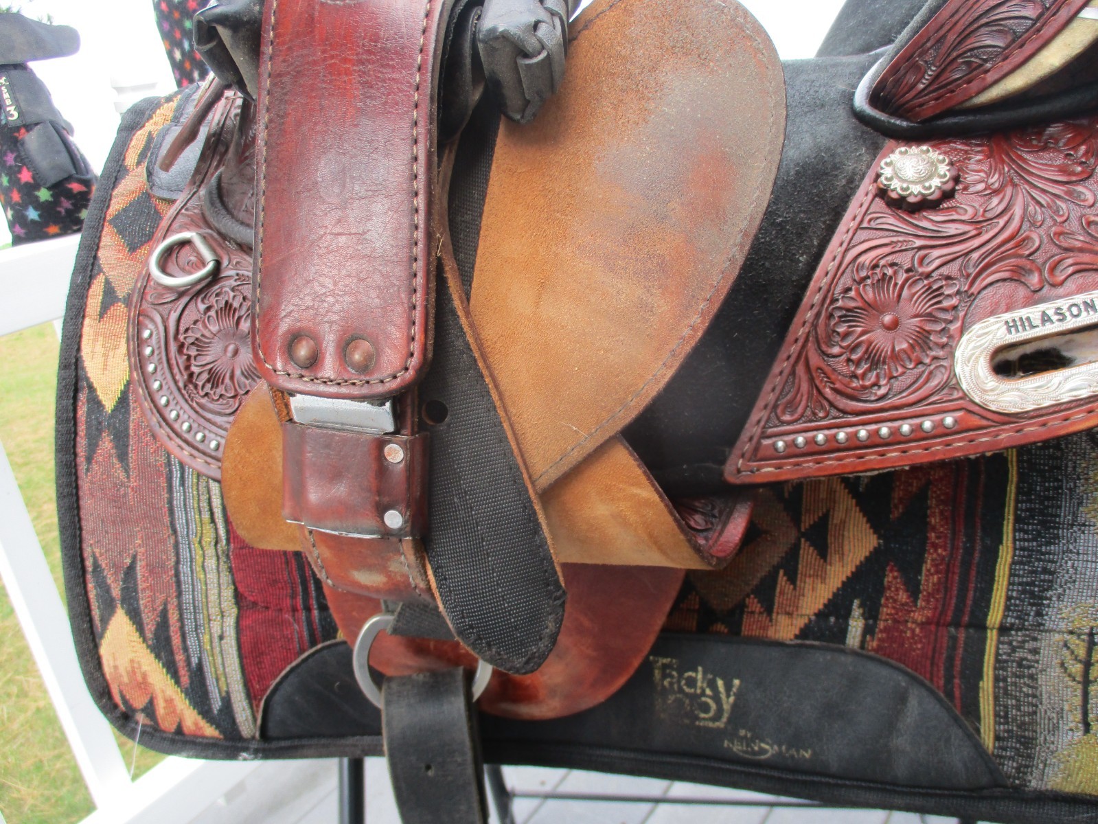15'' HILASON Western Treeless Barrel/Trail  Leather Saddle | USA  6-8'' GULLET