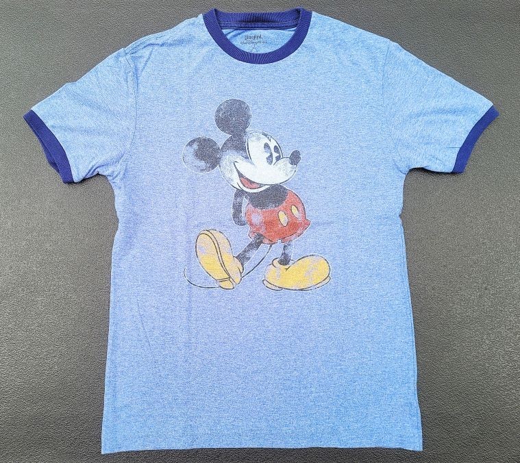 WD-106 Vintage 2004 Disney MICKEY MOUSE Ringer T-Shirt DARK BLUE SMALL