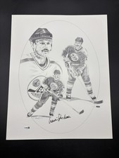 1986-87 Laurie Boschman Signed Kraft Hockey Drawing 16x20 Winnipeg Jet JSA